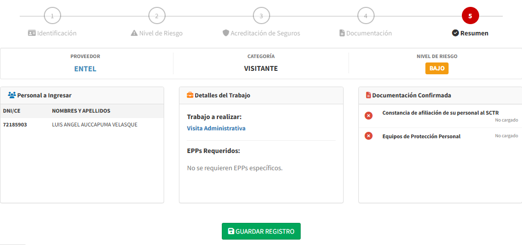 Control de Accesos Dinámico SCTR