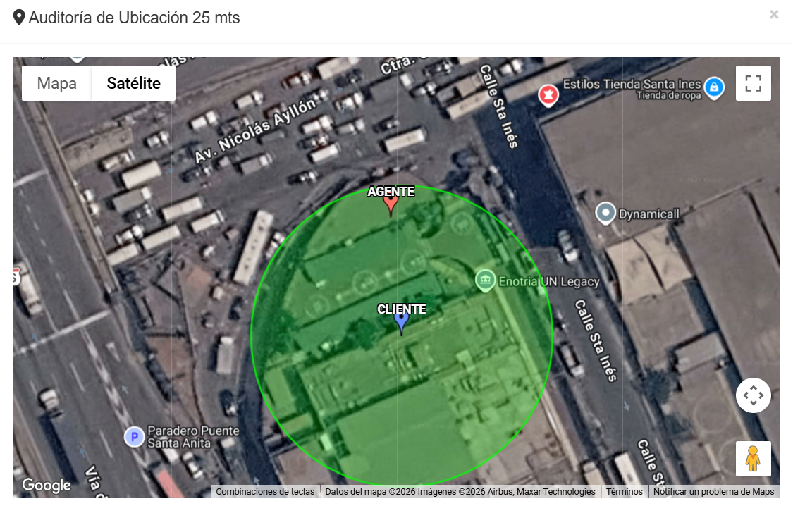 Validación de distancia y geocercado por sede
